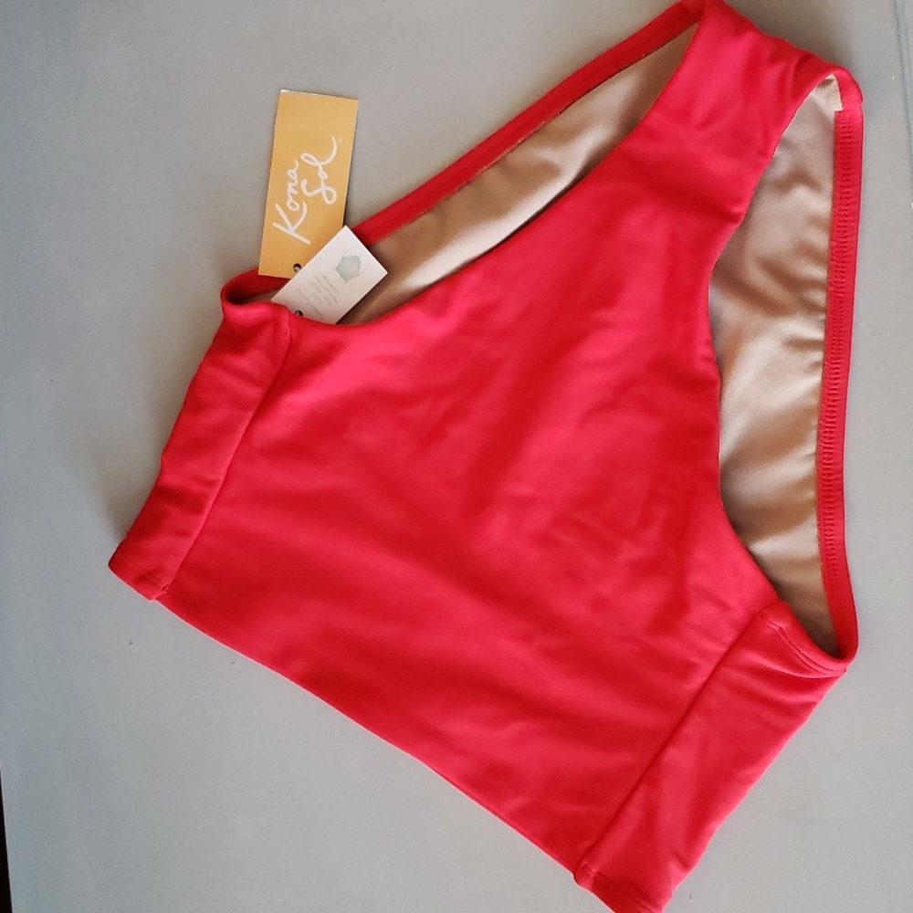 Kona Sol very high waist with tummy control bikini bottom NWT red